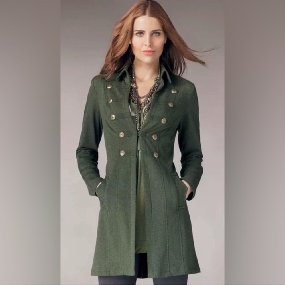 CAbi Cavallari Military Jacket Long Olive Green Size M